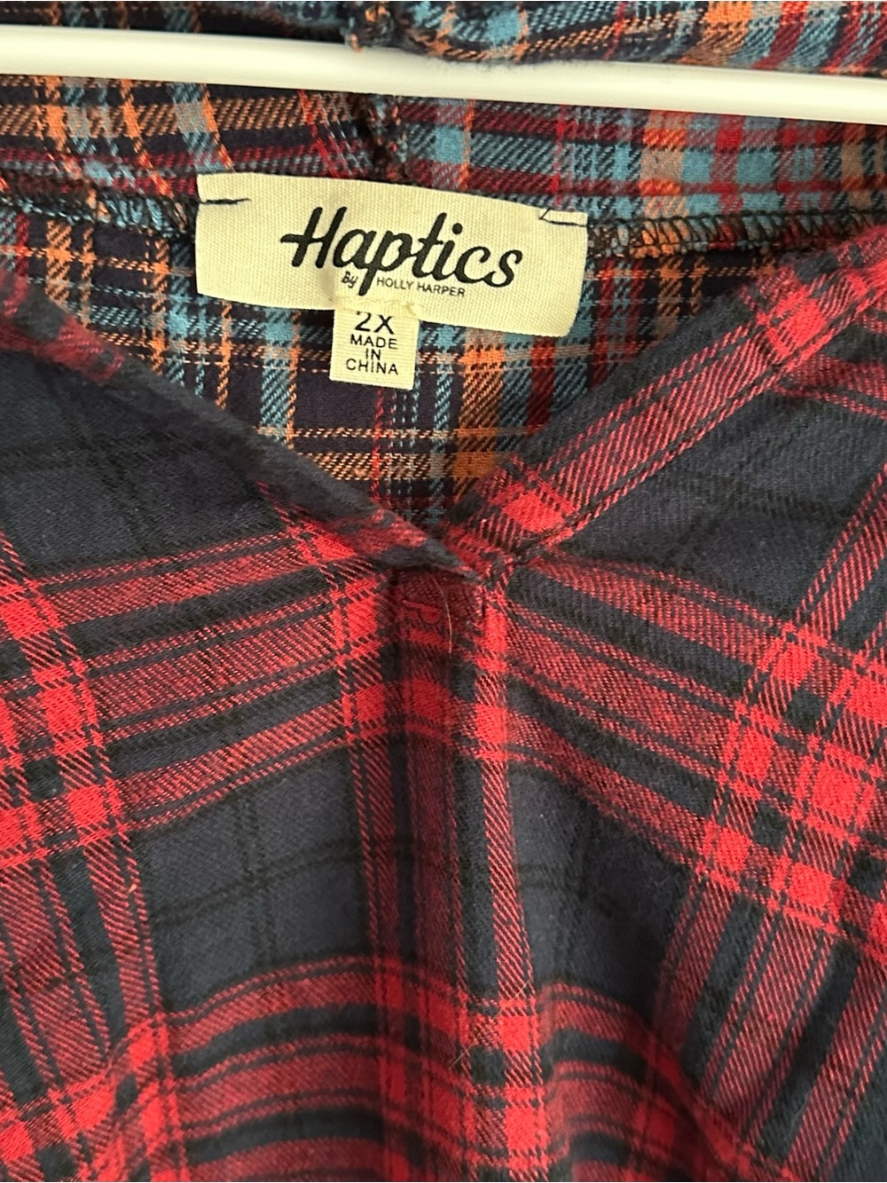 Haptics 2X hooded long sleeve fall top women’s xxl 1X plaid patchwork hoodie 1xl - Picture 5 of 7